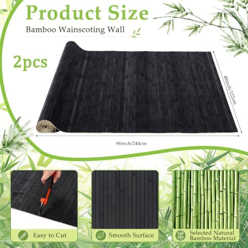Briwooody 2 Pcs Bamboo Wall Panels 48 x 96 Inch, Suitable - Image 2