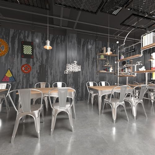 BOMENG Large Black Concrete Peel and Stick Industrial Wallpaper 48"x118" Cement - Image 4