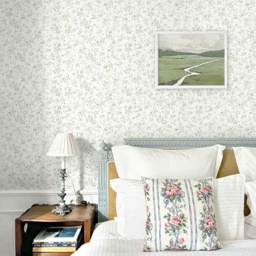 Peel and Stick Wallpaper for Nursery Green Cherry Blossom Waterproof - Image 2