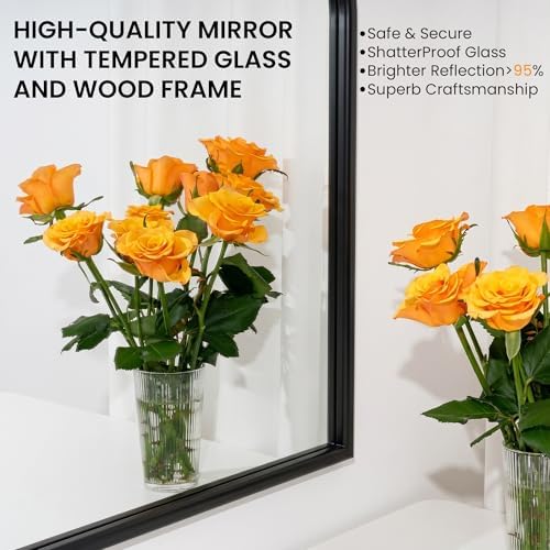 Arch Wall Mirror for Wall Mounted, Tempered Glass, Wood Grain Finish Frame Wall - Image 3