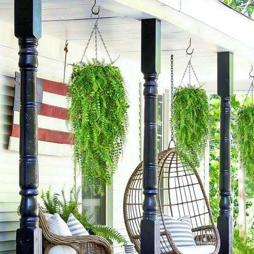 Waipfaru 4Pcs Fake Ferns Fake Hanging Plants Artificial Ferns Vine Greenery - Image 2