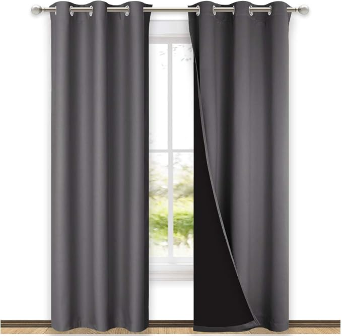 NICETOWN Grey Full Shade Curtain Panels, Pair of Thermal Insulated & Energy by NICETOWN
