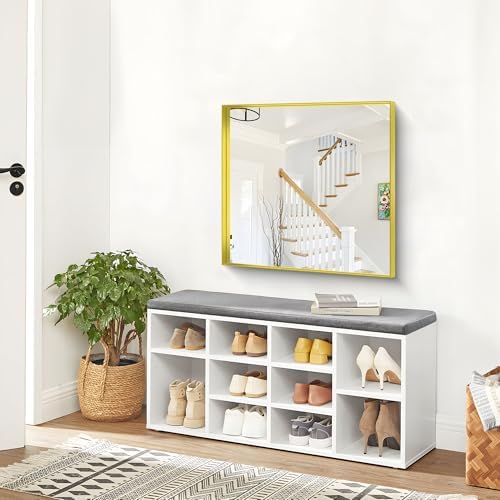 Gold Bathroom Mirror, 30x30 Inch Rectangular Framed Mirror, Large Wall Mounted - Image 5