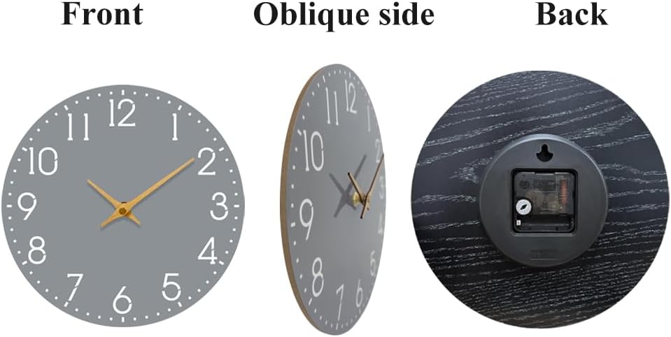 Wall Clock Battery Operated 12 Inch Gray Large Wall Clocks - Image 4