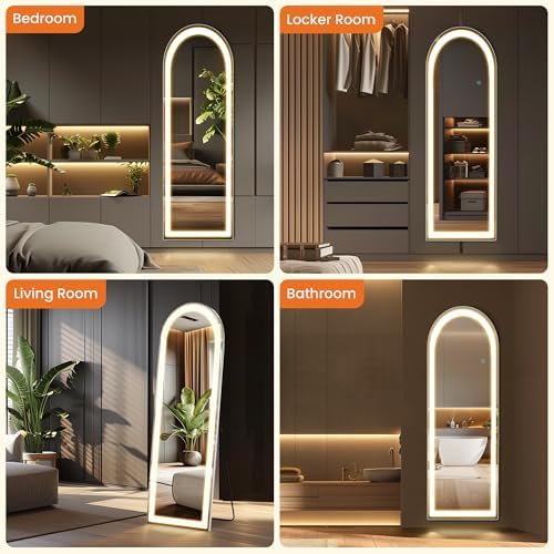 Alpen Arched LED Full Length Mirror, 63x21 Floor Mirror - Image 6