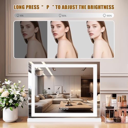 Vanity Mirror with Lights 23"x19", LED Makeup Mirror, 3 Color Lighting Modes - Image 4