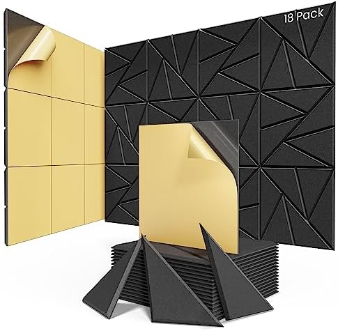 18 Pack Self-Adhesive Acoustic Panels, Sound Proof Foam Panels by ROOME