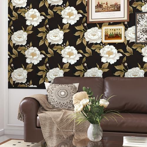 BOKEBEVE Leaf Wallpaper Peel and Stick Vintage Black Brown 17.5 x 393.5In - Image 4