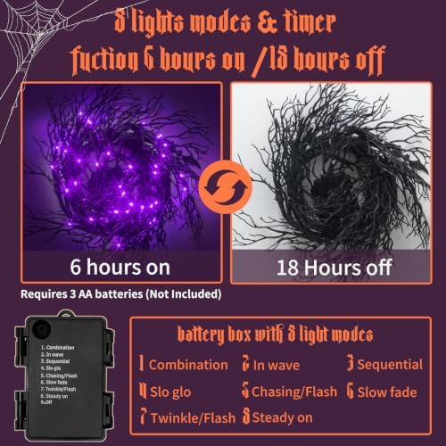 9 Ft Halloween Decor Vine with 45 LED Lights, Adjustable Shape - Image 6