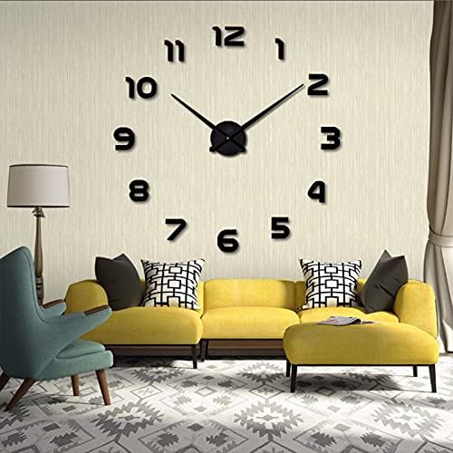 THIDARGO 3D DIY Wall Clock Arabic Numerals Clock Frameless Mirror Surface Wall by THIDARGO