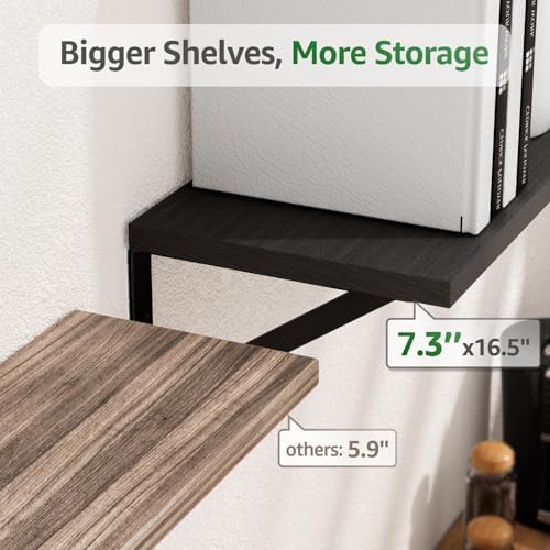 COCOYA Wall Shelves 7.3" Deep Solid Paulownia Wood - Image 3