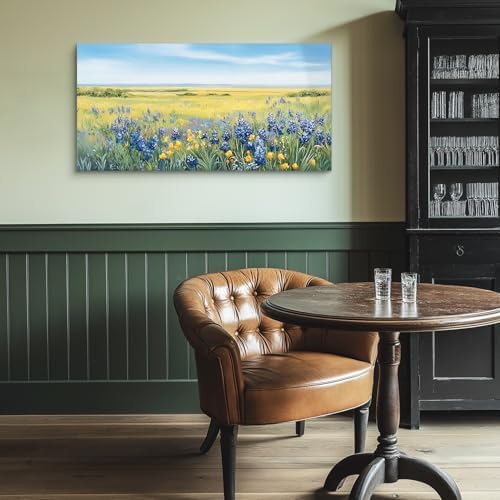 crmotu Landscape Wall Decor, Nature Meadow Wildflowers Prints 24"x48" - Image 2