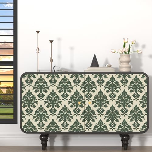 Laatse Vintage Green Floral Botanical Symmetrical Wallpaper 17.5" x 118" - Image 5