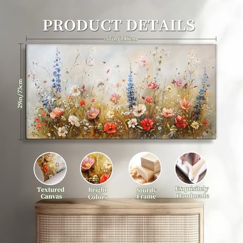 SERIMINO Large Floral Wall Decor, Flower Market Canvas Prints 29"X57" - Image 6