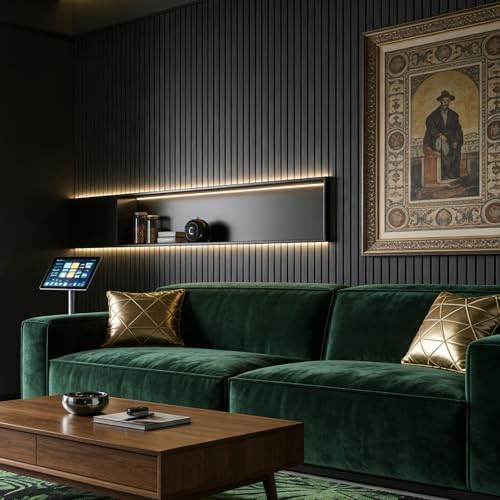Peel and Stick Black Slat 3D Wall Panels 4"x98", Wood Acoustic Accent - Image 6