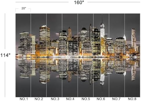 City Night Lights Water Reflection Skyline Peel Stick Wallpaper - Image 5