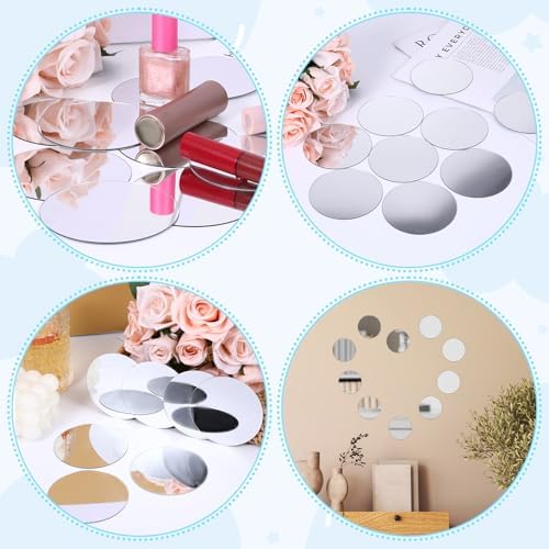 Trinkrittey 20pcs Mini Acrylic Round Mirror Tiles, 3in Self-Adhesive, Classic - Image 7