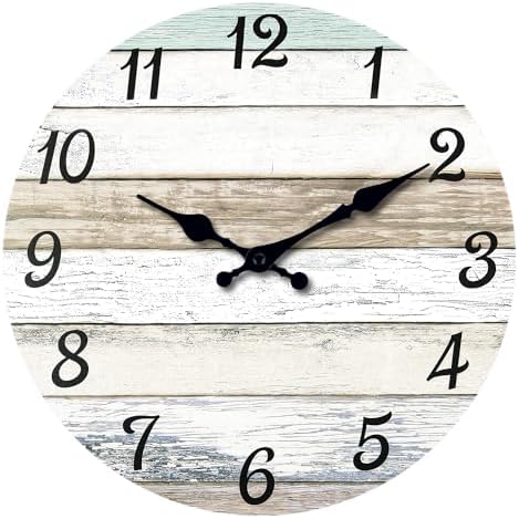 XNM 14 Inch Farmhouse Wooden Wall Clocks Battery Operated by XNMwallclock