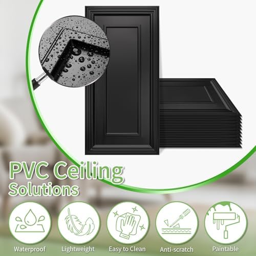 Art3d 3D PVC Ceiling Tiles 2x4 ft, 96 Sq.Ft, Rectangular Black - Image 5