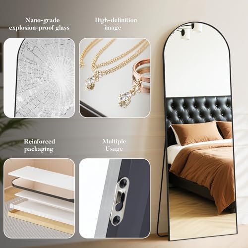 DUMOS Arched Mirror Full Length Floor, 59x16 Inch Full Body Standing Mirror - Image 4