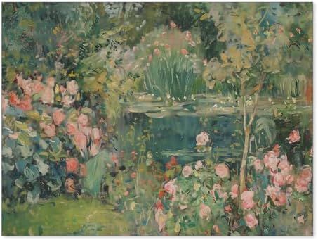 Haitunone Sage Green Scenery Garden Wall Art Landscape Botanical Wildflower by Haitunone