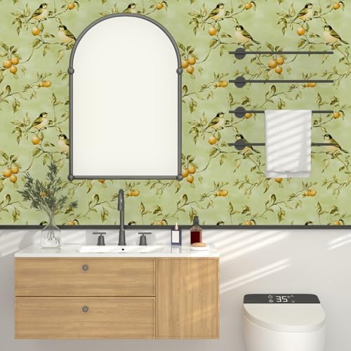 Laatse Vintage Green Bird Floral Botanical Wallpaper 17.5"x118" - Image 4
