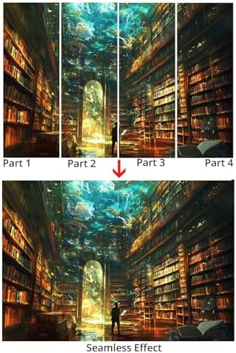 Teal Brown 3D Wall Mural Wallpaper Fantasy Library Books Person Sci Fi Style - Image 5