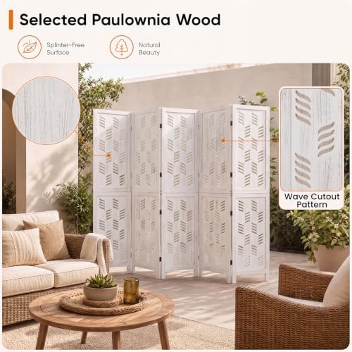 GIANTEX 6 Panel Folding Room Divider, Wood Privacy Screen - Image 5