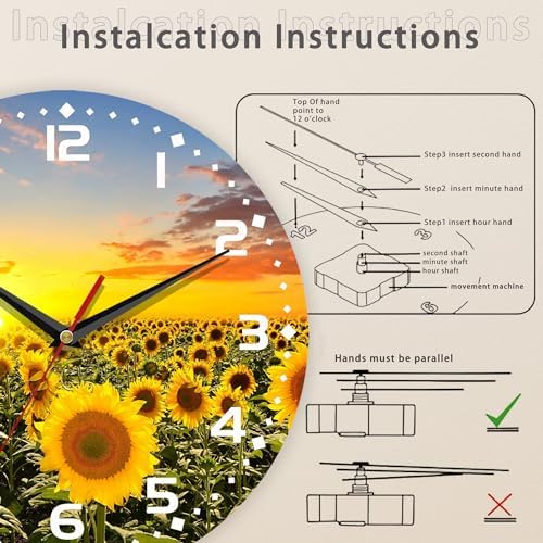 Clock for Living Room, Sunflowers Fields Under The Sunshine Wall Clock - Image 4