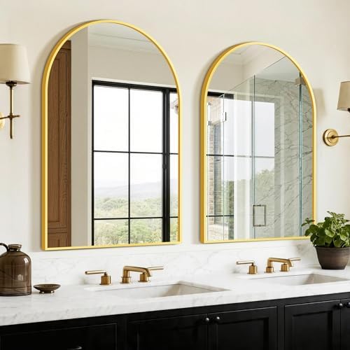 FGU Arched Bathroom Mirror for Over Sink 2 Pack 38"x26" Gold Vanity Mirror by Unknown