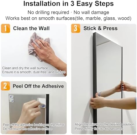 brisafe 1pc No-Nail Self-Adhesive Wall NanoMirror, 16 x 55 in - Image 4