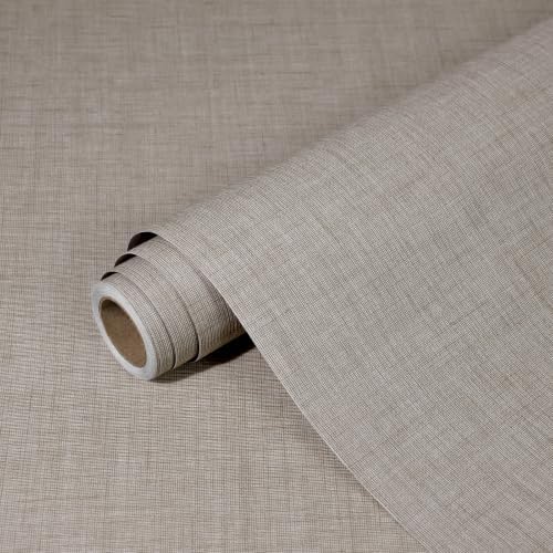 Khaki Grasscloth Peel and Stick Wallpaper 15.7"x480" by Qianglive