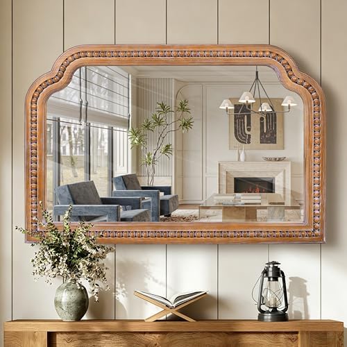 36x24 Inch Farmhouse Arch Wall Mirror Wood Beaded Framed - Image 6