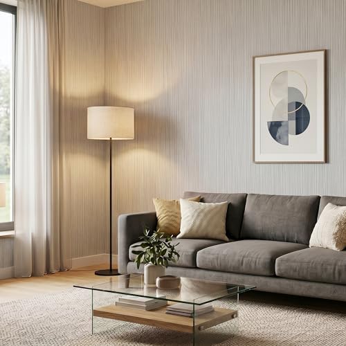 FUKU MON Matte Light Grey Peel and Stick Wallpaper Smooth Flat Printed V-Shaped - Image 2