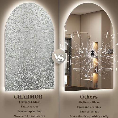 26x36 Inch Backlit Arched LED Bathroom Mirror - Image 5