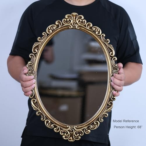 OIGUMR Medium Oval Wall Mirror Resin Frame Size：20.4 x 14.5 inch - Image 3