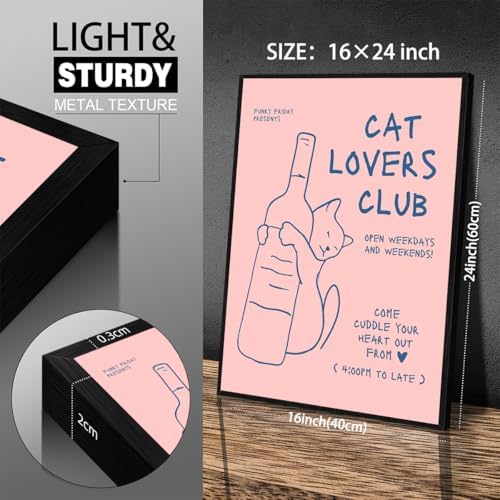 Cute Cat Alcohol Bottle Wall Art Funky Pink and Blue Aesthetic Poster 16x24 - Image 2