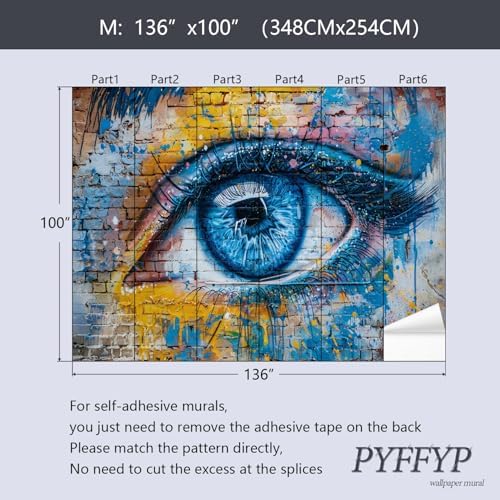 PYFFYP-Abstract Eye Graffiti Brick wall Peel and Stick Wallpaper murals - Image 5