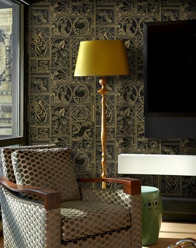 Erfoni Black and Gold Wallpaper Vintage Removable Peel and Stick Wallpaper - Image 3