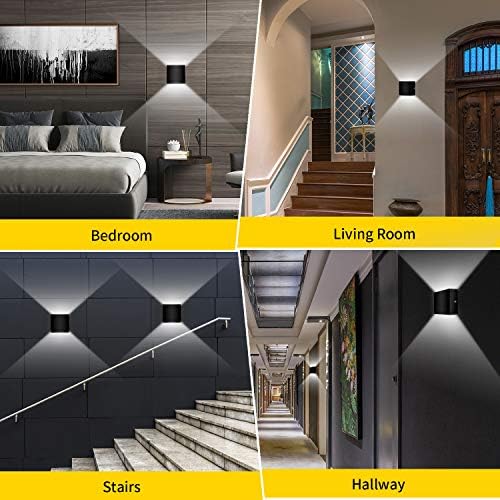 Lightess Mini Black Metal 10W Cool White Up Down LED Wall Sconce 2 Pack - Image 4