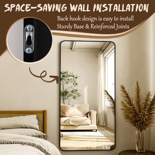 XRAMFY 76"x34" Floor Full Length Mirror Standing Full Body Rounded Corner - Image 7