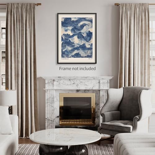 rumlud Japanese Blue Waves Wall Art Vintage Oriental Japandi Wabi Sabi Poster - Image 6