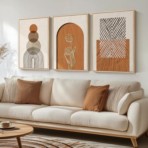 Large Framed Orange Boho Abstract Wall Art by Cuspin