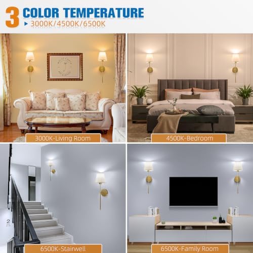 NIORSUN Battery Operated Wall Sconce Set of 2, 9 Colors Wireless Wall Lamps - Image 4