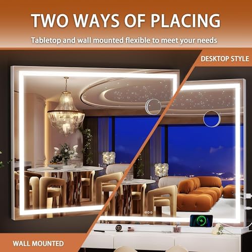 Hasipu Vanity Mirror with Lights, 39.4" x 28.7" LED Makeup Mirror, Lighted - Image 4