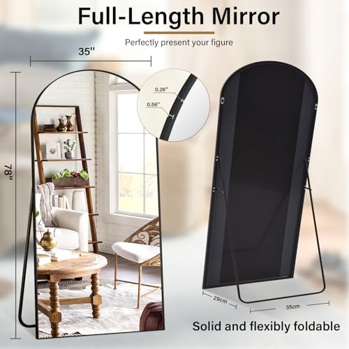 Arched Big Full Length Mirror 78"x35" Leaning Hanging Black - Image 6