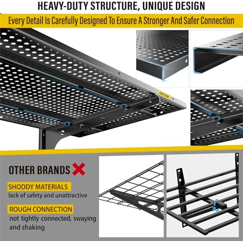 Aecxm 2-Pack 2 Tier 1.3x3ft Garage Shelving Wall Mounted, 500lbs Load - Image 4