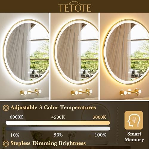 TETOTE Gold Led Round Mirror - Image 5
