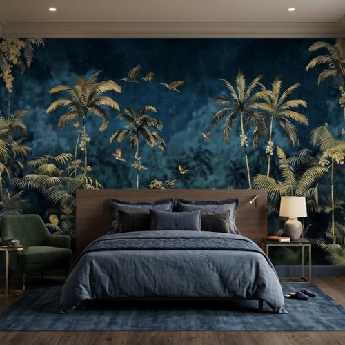 Dark Tropical Palm Tree Wallpaper Vintage Jungle Forest by Toolhom
