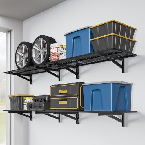 Jusgym 4 Pack Garage Wall Shelving, 1400LBS Integrated Shelves by Jusgym